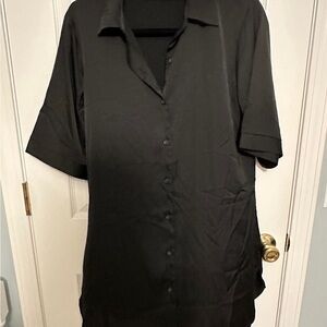 Black Casual Button Down Shirt Intimates & Sleepwear